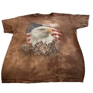 The Mountain Men's Bald Eagle American Flag Graphic Cotton T-Shirt Size XL